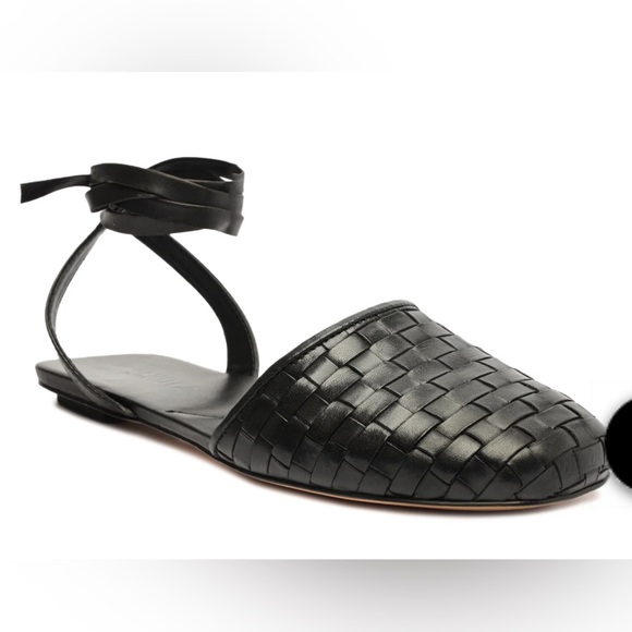 SCHUTZ Ariel Woven Leather Flat - Size 8 - Black - Picture 2 of 7